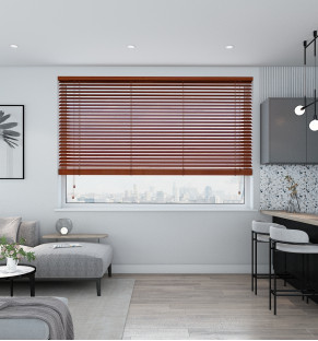 Scenic Ginger Paulownia Wooden Blind