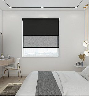 Blackout Black/Screen Black Ash - Double Roller Blind