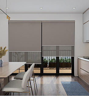 Blackout Nutmeg/Screen Moss - Double Roller Blind