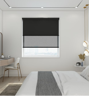 Blackout Black/Screen Black Ash - Double Roller Blind